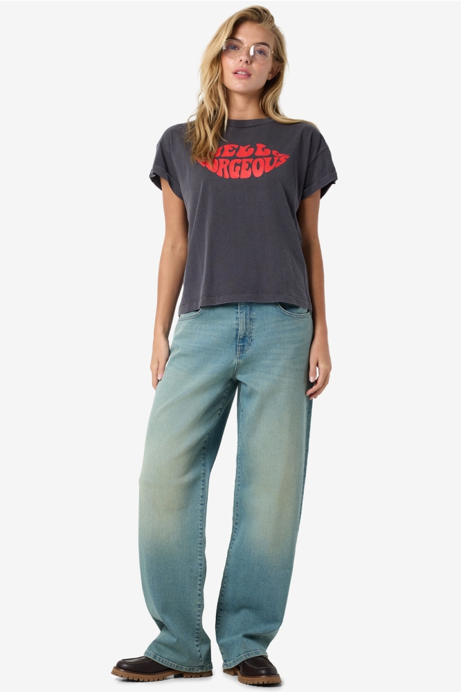 NMBOHDI GABY S/S WASHED T-SHIRT JRS 27030135 OBSIDIAN